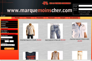 Aperçu visuel du site http://www.marquemoinscher.com