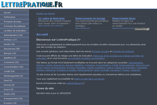 Aperçu visuel du site http://www.lettrepratique.fr